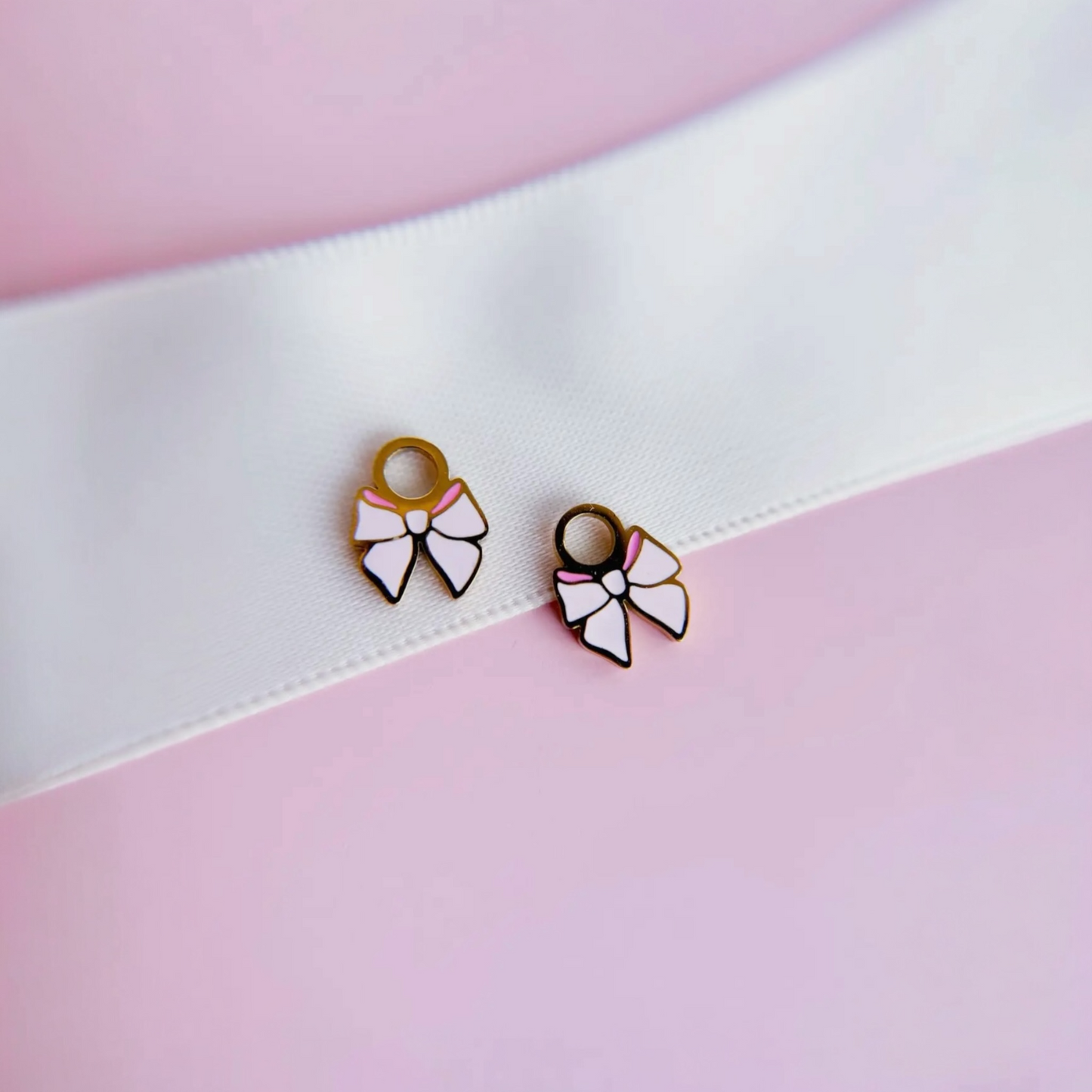 Pink Bow Huggie Charms