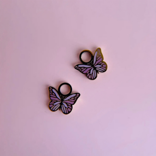 Purple Butterfly Huggie Charms
