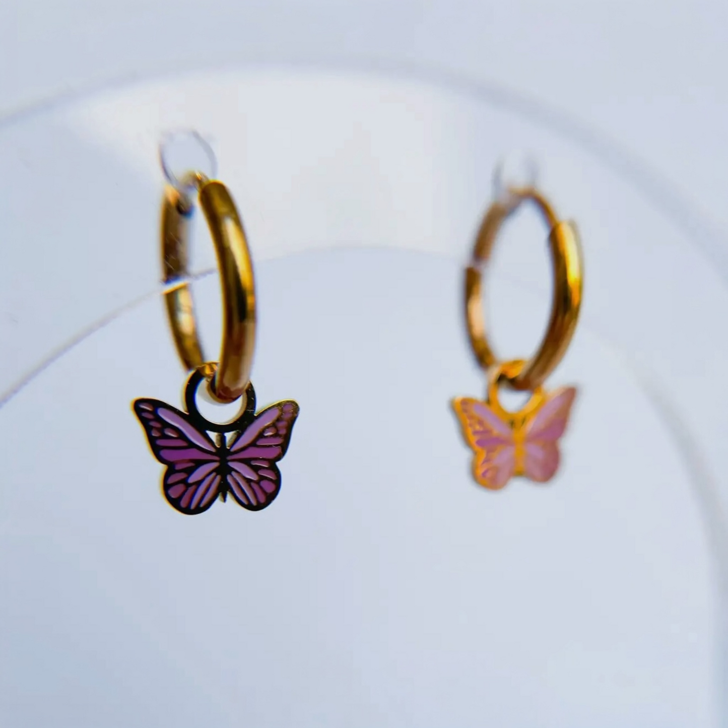 Purple Butterfly Huggie Charms