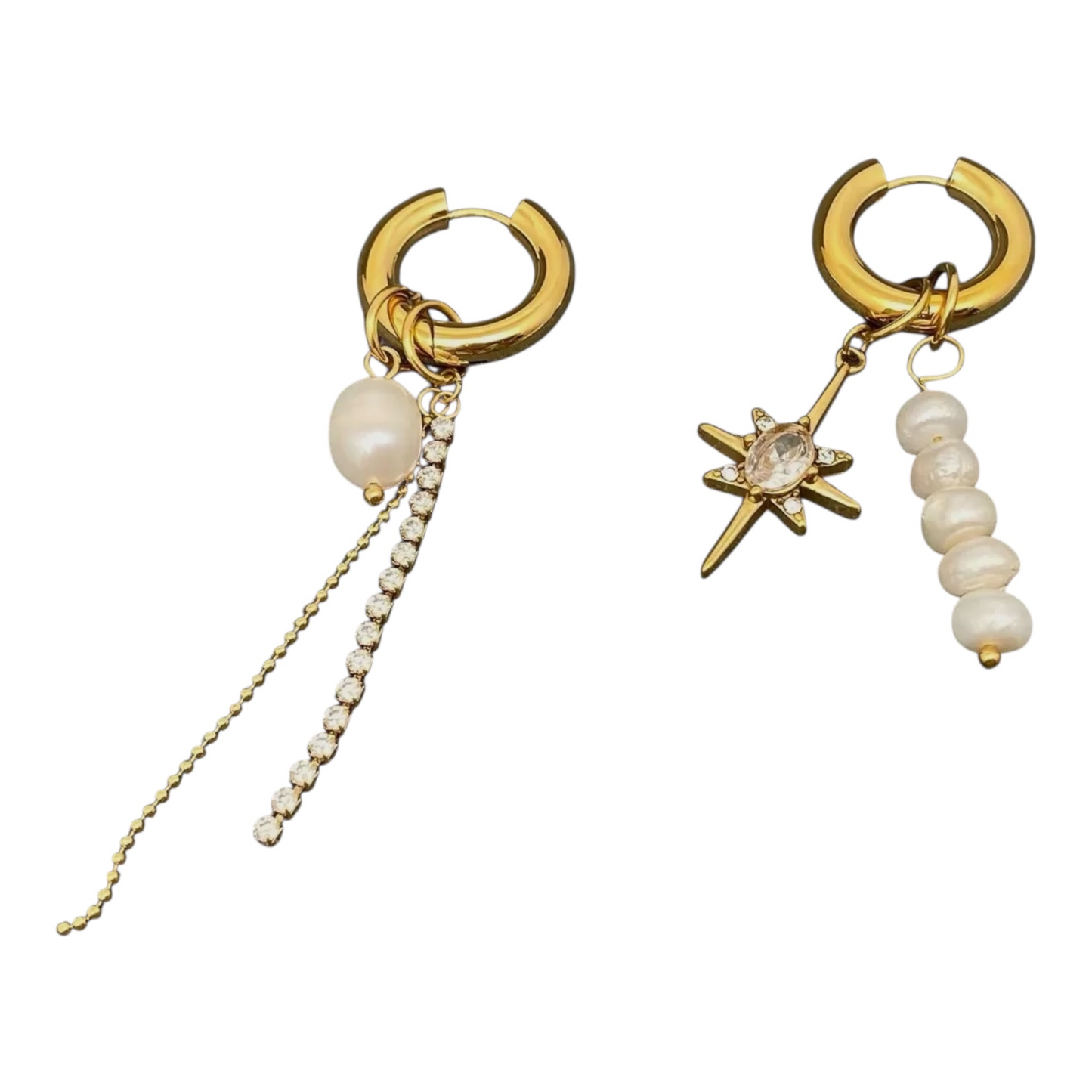 Celestia Pearl Huggie Earrlings - 18K Gold Plated
