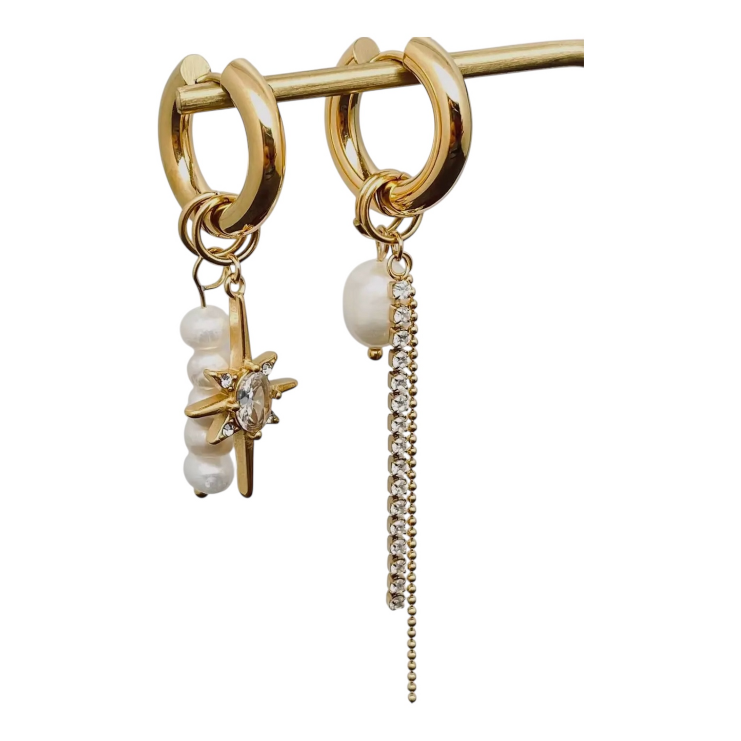 Celestia Pearl Huggie Earrlings - 18K Gold Plated