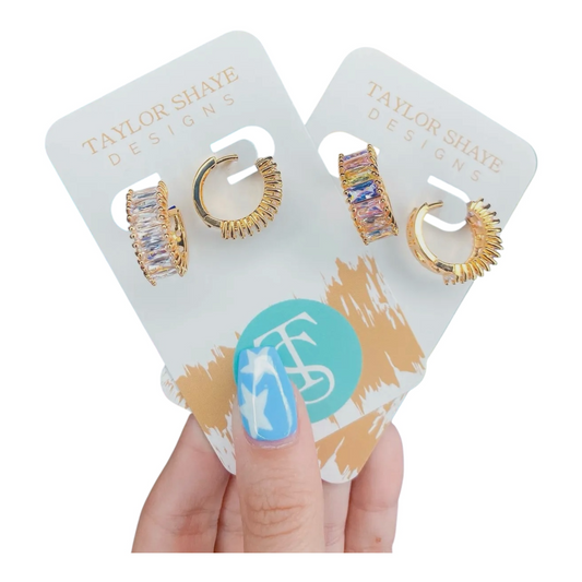 Crystal Baguette Huggie Earrings