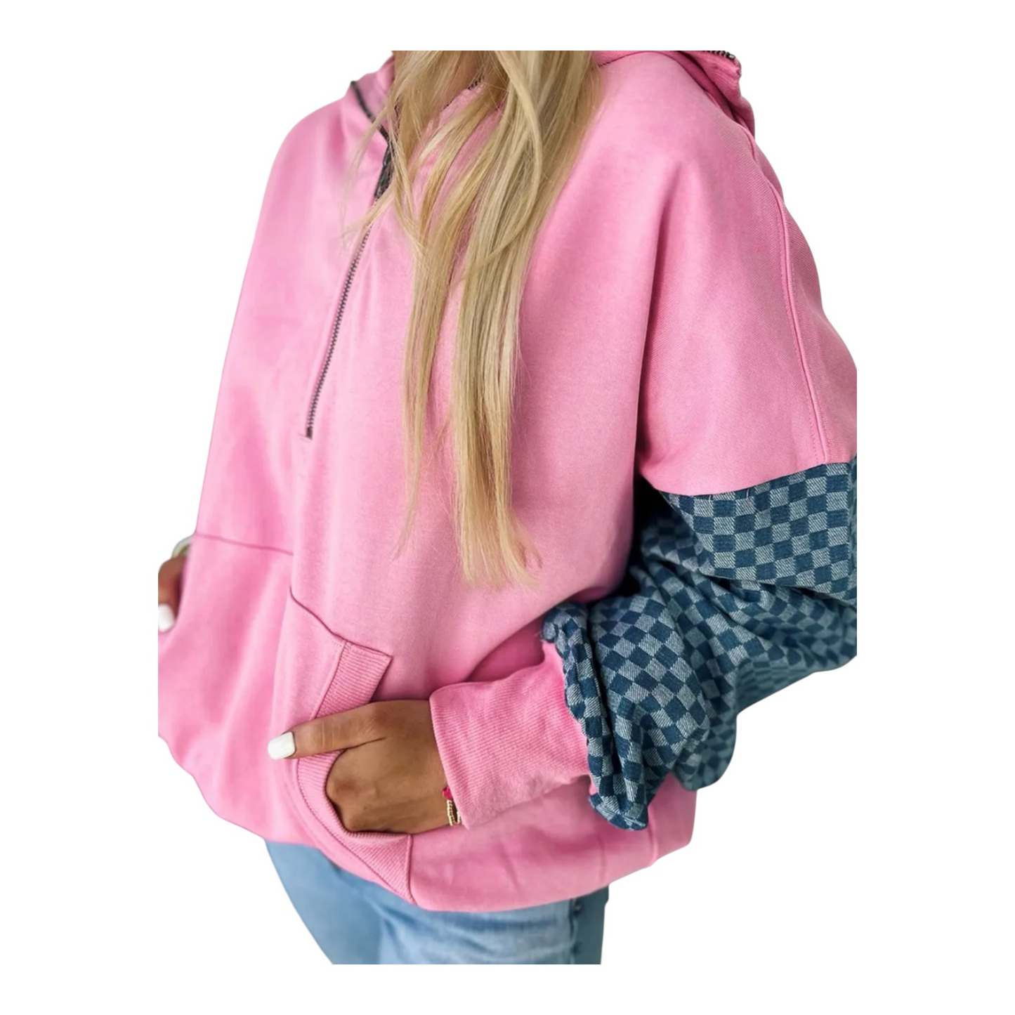 Rylan Checkered Half-Zip Hoodie