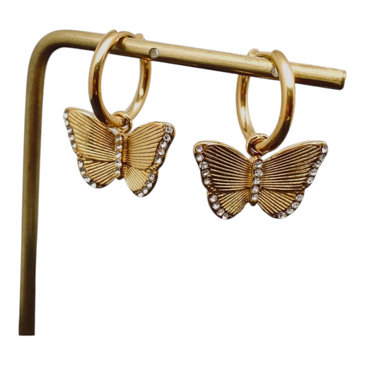 Elara Butterfly Huggie Earrings - 18K Gold Plated