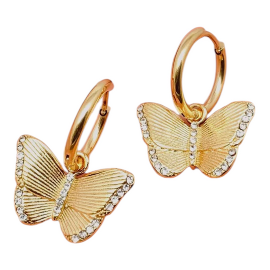 Elara Butterfly Huggie Earrings - 18K Gold Plated