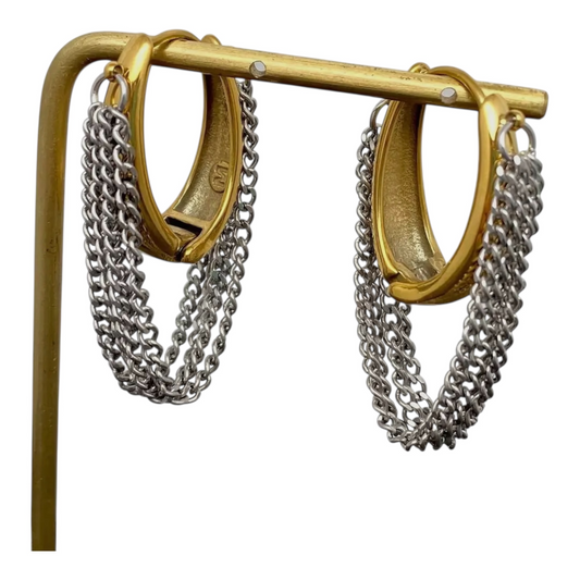 Arden Chain Huggie Earrings - 18K Gold Plated