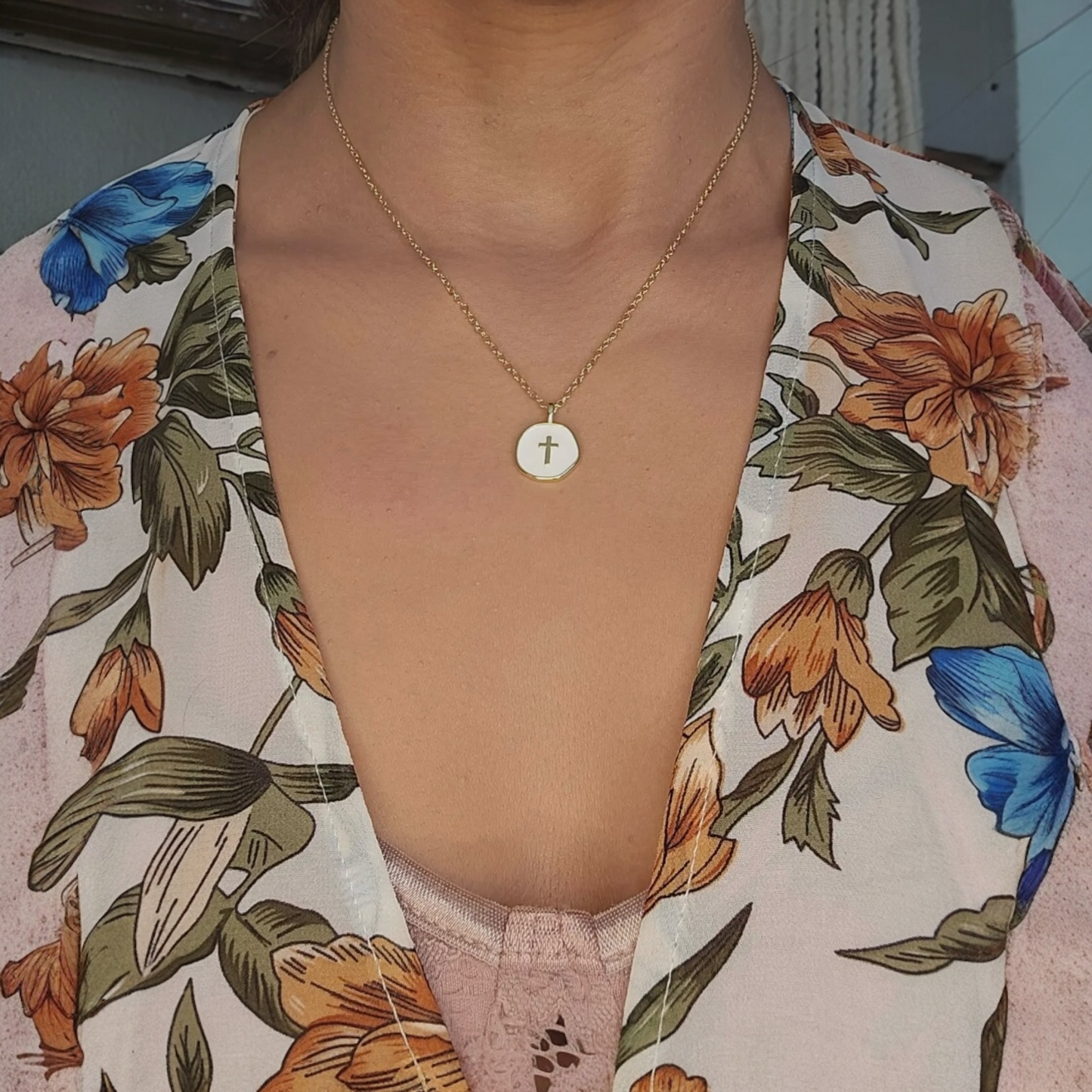 Evangeline Cross Necklace - 18K Gold Plated