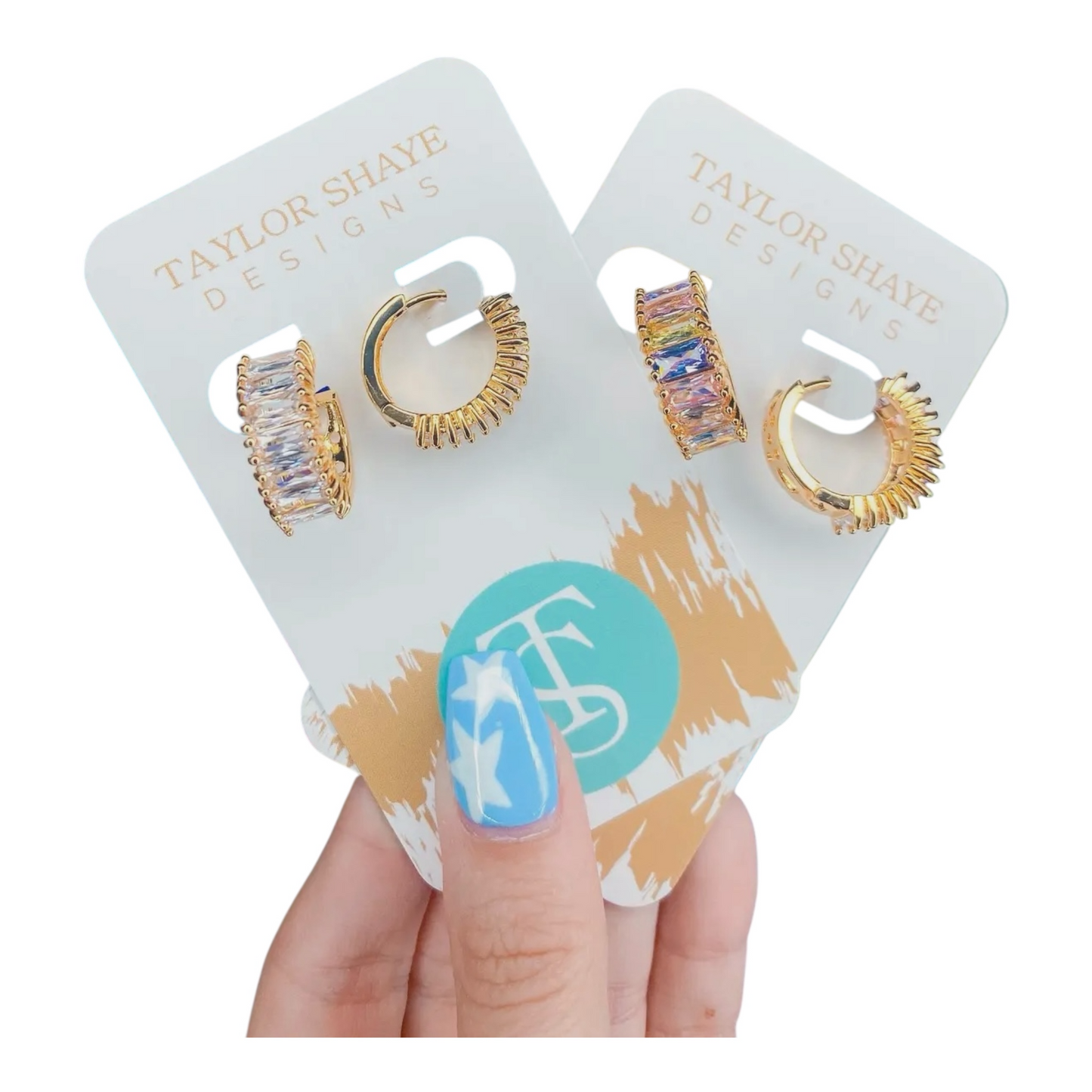 Crystal Baguette Huggie Earrings