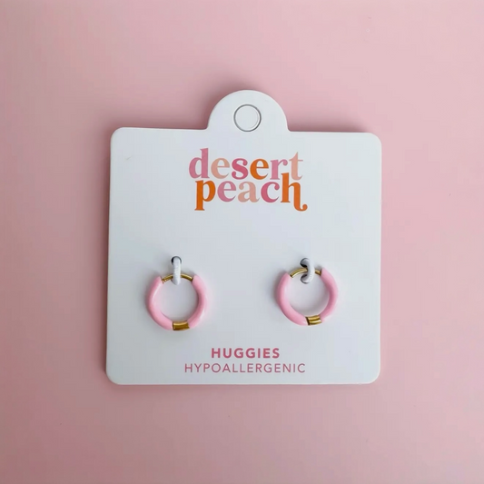 Pink Huggie Hoops