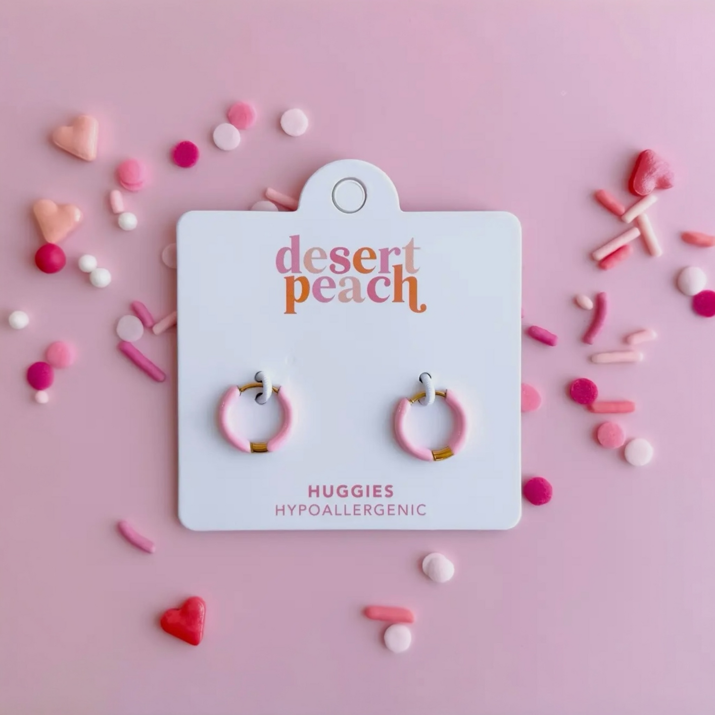 Pink Huggie Hoops